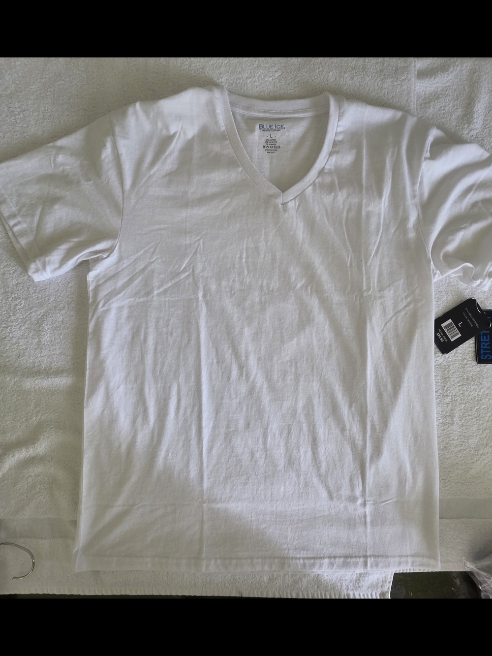 Classic White V-Neck Short Sleeve Tee by Blue Ice